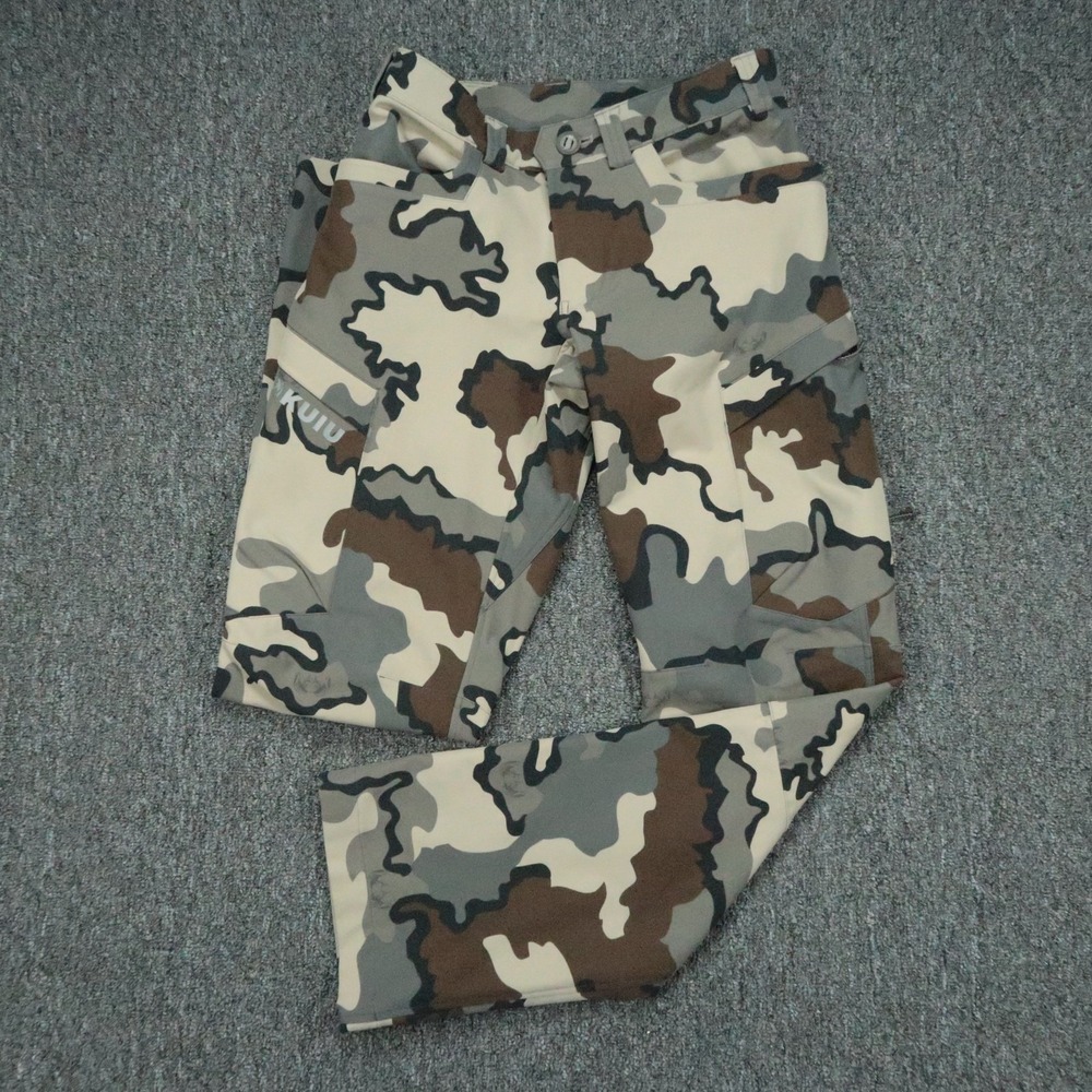 KUIU Pants Mens 28x32 Beige Green Brown Attack Camo Cargo Pockets Zip Hunting